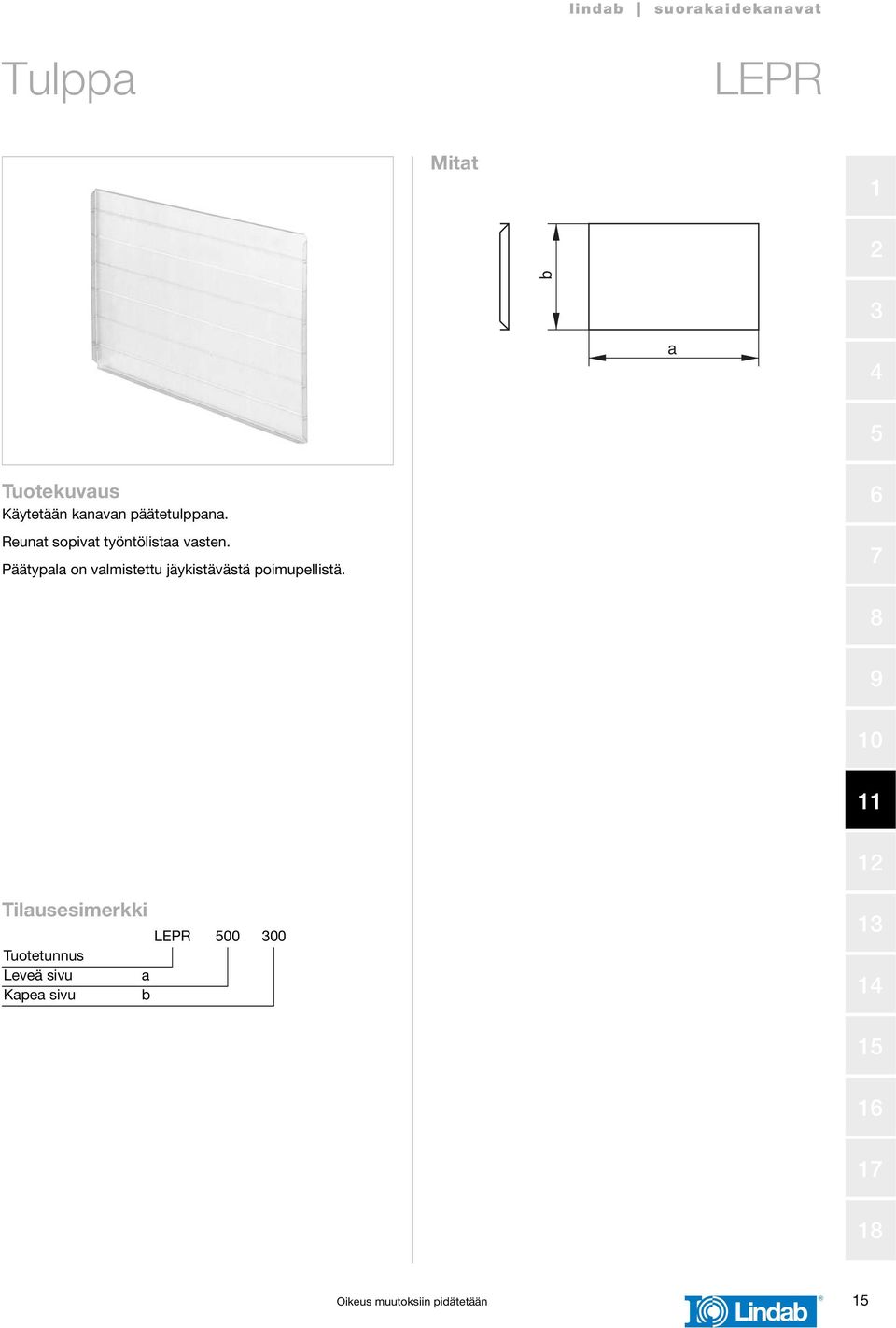 Päätypl on vlmistettu jäykistävästä poimupellistä.