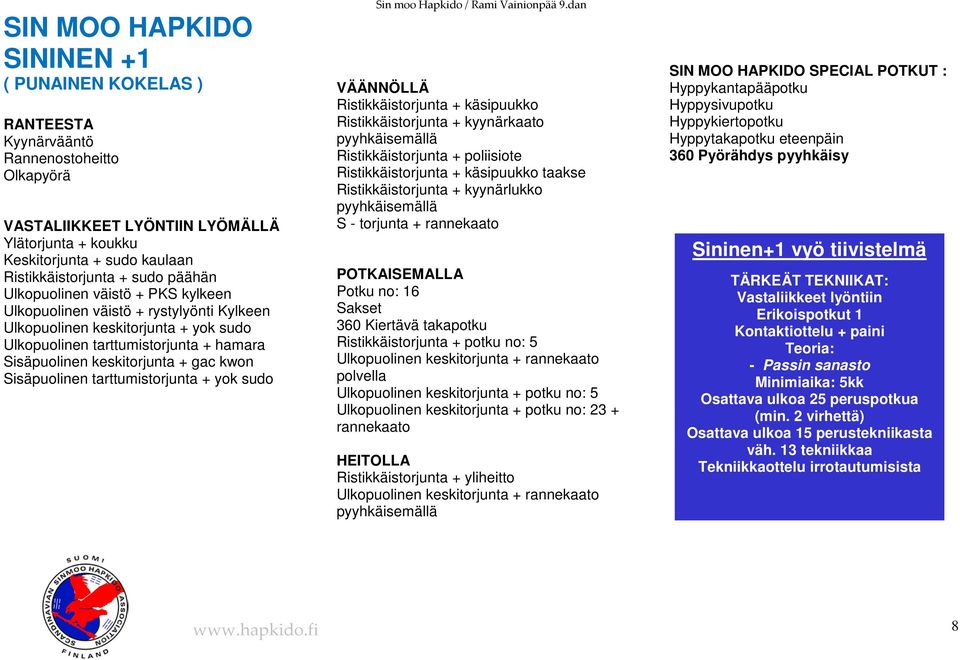 Sisäpuolinen tarttumistorjunta + yok sudo VÄÄNNÖLLÄ Ristikkäistorjunta + käsipuukko Ristikkäistorjunta + kyynärkaato pyyhkäisemällä Ristikkäistorjunta + poliisiote Ristikkäistorjunta + käsipuukko