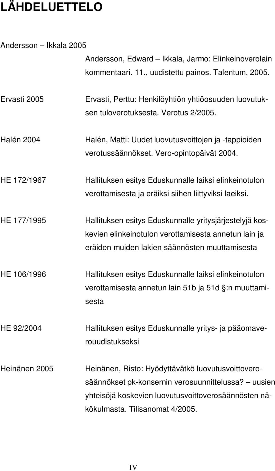 Vero-opintopäivät 2004. HE 172/1967 Hallituksen esitys Eduskunnalle laiksi elinkeinotulon verottamisesta ja eräiksi siihen liittyviksi laeiksi.