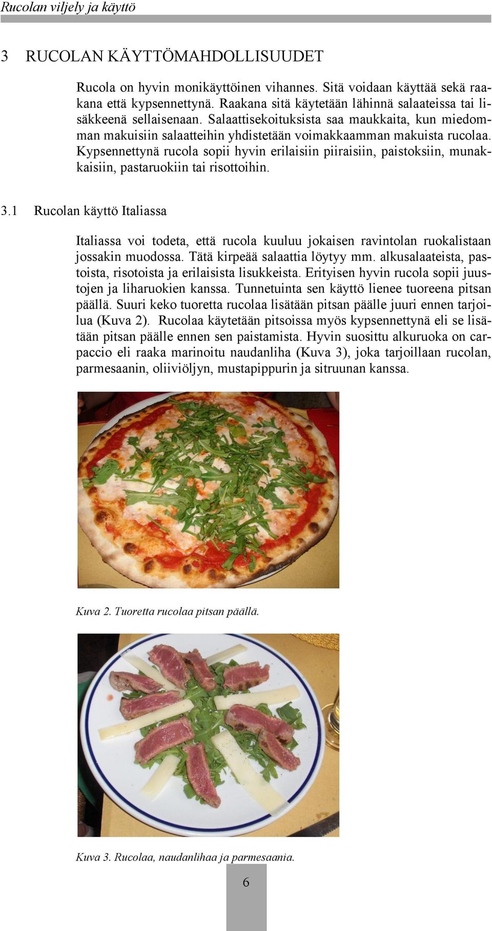 Kypsennettynä rucola sopii hyvin erilaisiin piiraisiin, paistoksiin, munakkaisiin, pastaruokiin tai risottoihin. 3.