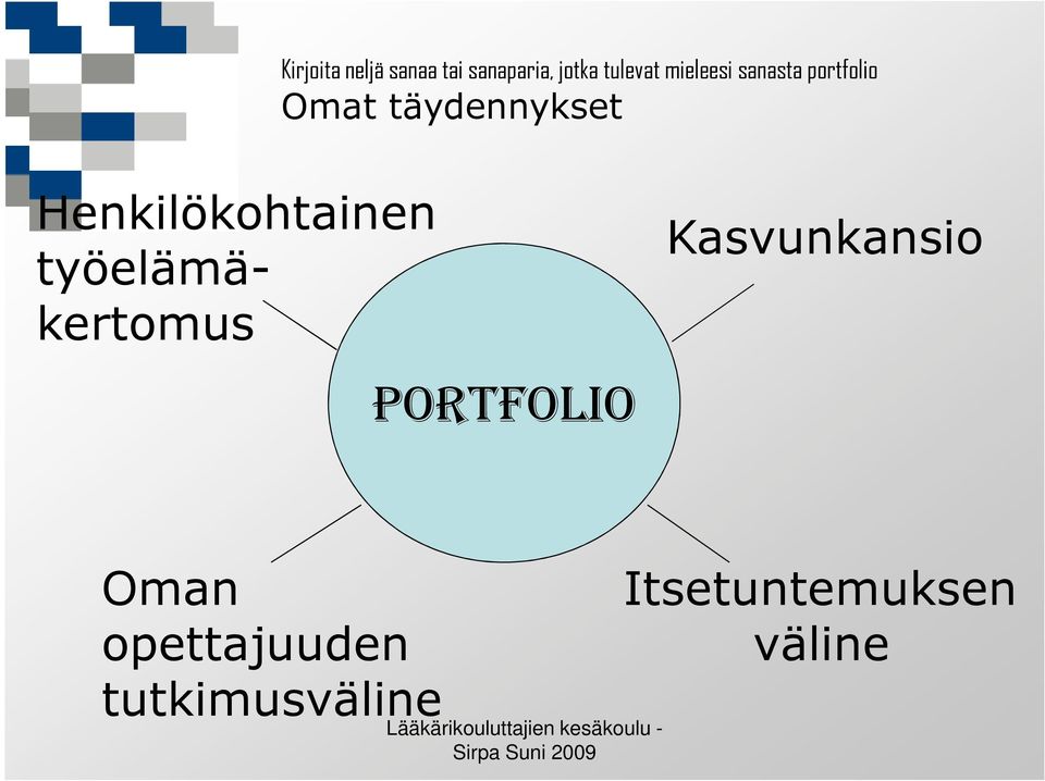 Henkilökohtainen työelämäkertomus Kasvunkansio