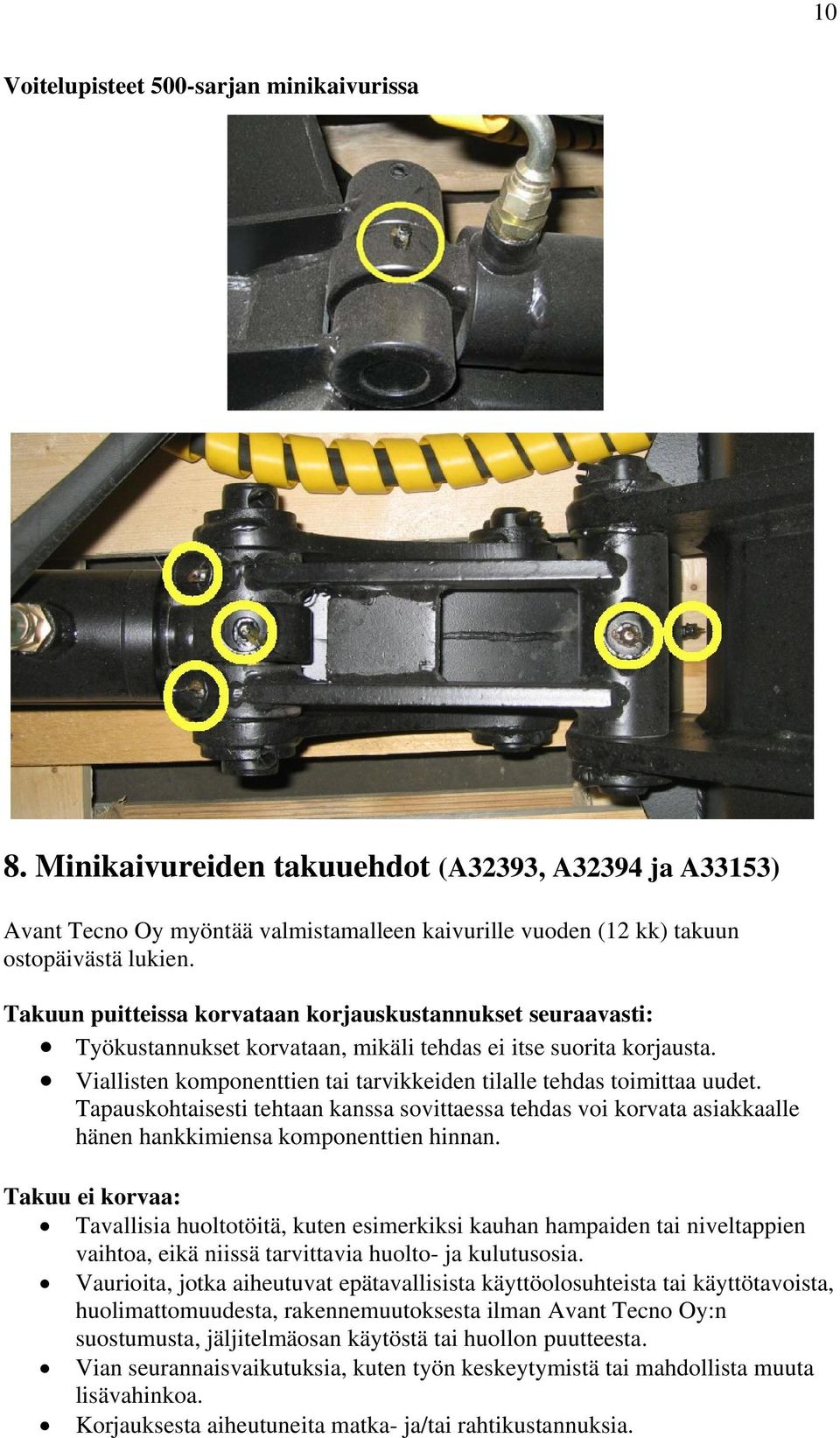 Viallisten komponenttien tai tarvikkeiden tilalle tehdas toimittaa uudet. Tapauskohtaisesti tehtaan kanssa sovittaessa tehdas voi korvata asiakkaalle hänen hankkimiensa komponenttien hinnan.