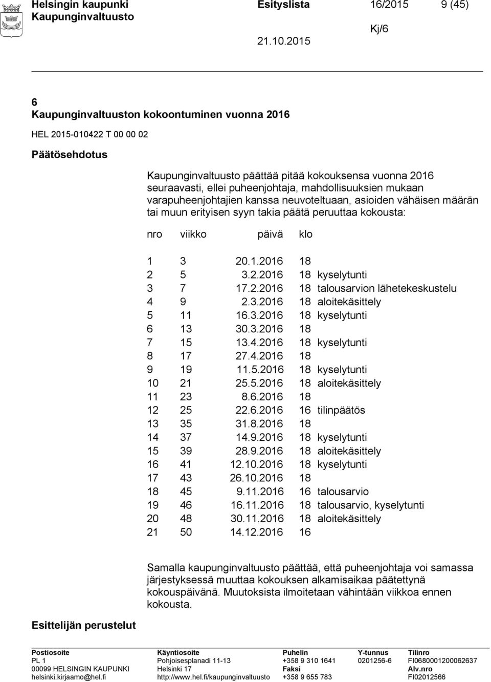 .1.2016 18 2 5 3.2.2016 18 kyselytunti 3 7 17.2.2016 18 talousarvion lähetekeskustelu 4 9 2.3.2016 18 aloitekäsittely 5 11 16.3.2016 18 kyselytunti 6 13 30.3.2016 18 7 15 13.4.2016 18 kyselytunti 8 17 27.