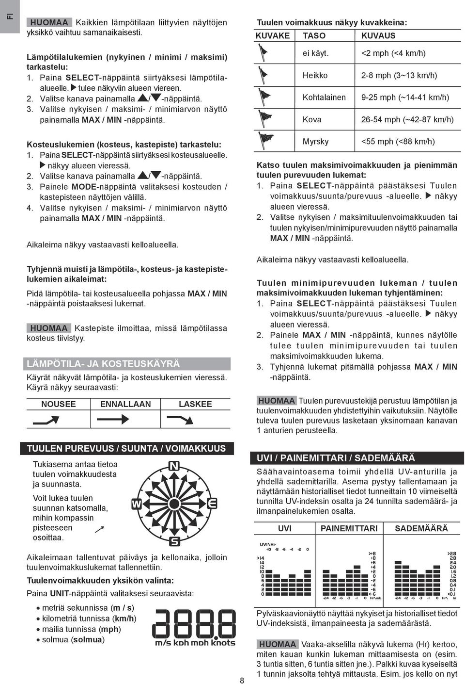 . Valitse nykyisen / maksimi- / minimiarvon näyttö painamalla MAX / MIN -näppäintä. ei käyt.