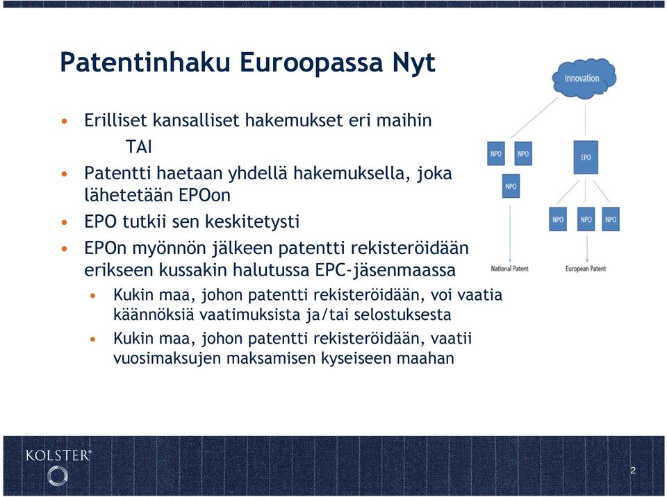 erikseen kussakin halutussa EPC-jäsenmaassa Kukin maa, johon patentti rekisteröidään, voi vaatia käännöksiä