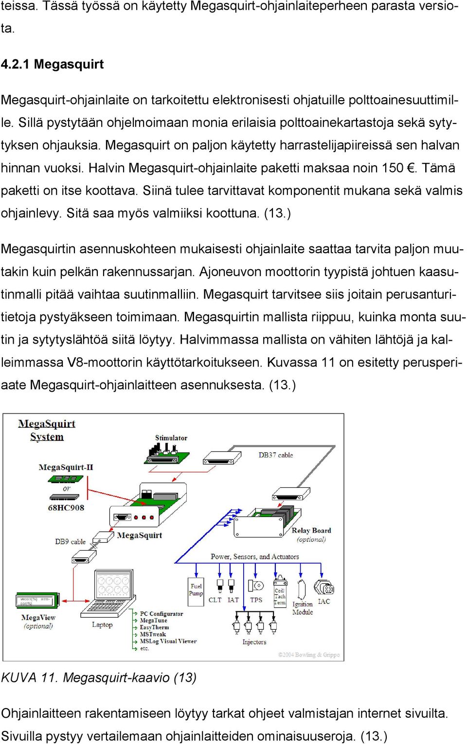 Halvin Megasquirt-ohjainlaite paketti maksaa noin 150. Tämä paketti on itse koottava. Siinä tulee tarvittavat komponentit mukana sekä valmis ohjainlevy. Sitä saa myös valmiiksi koottuna. (13.