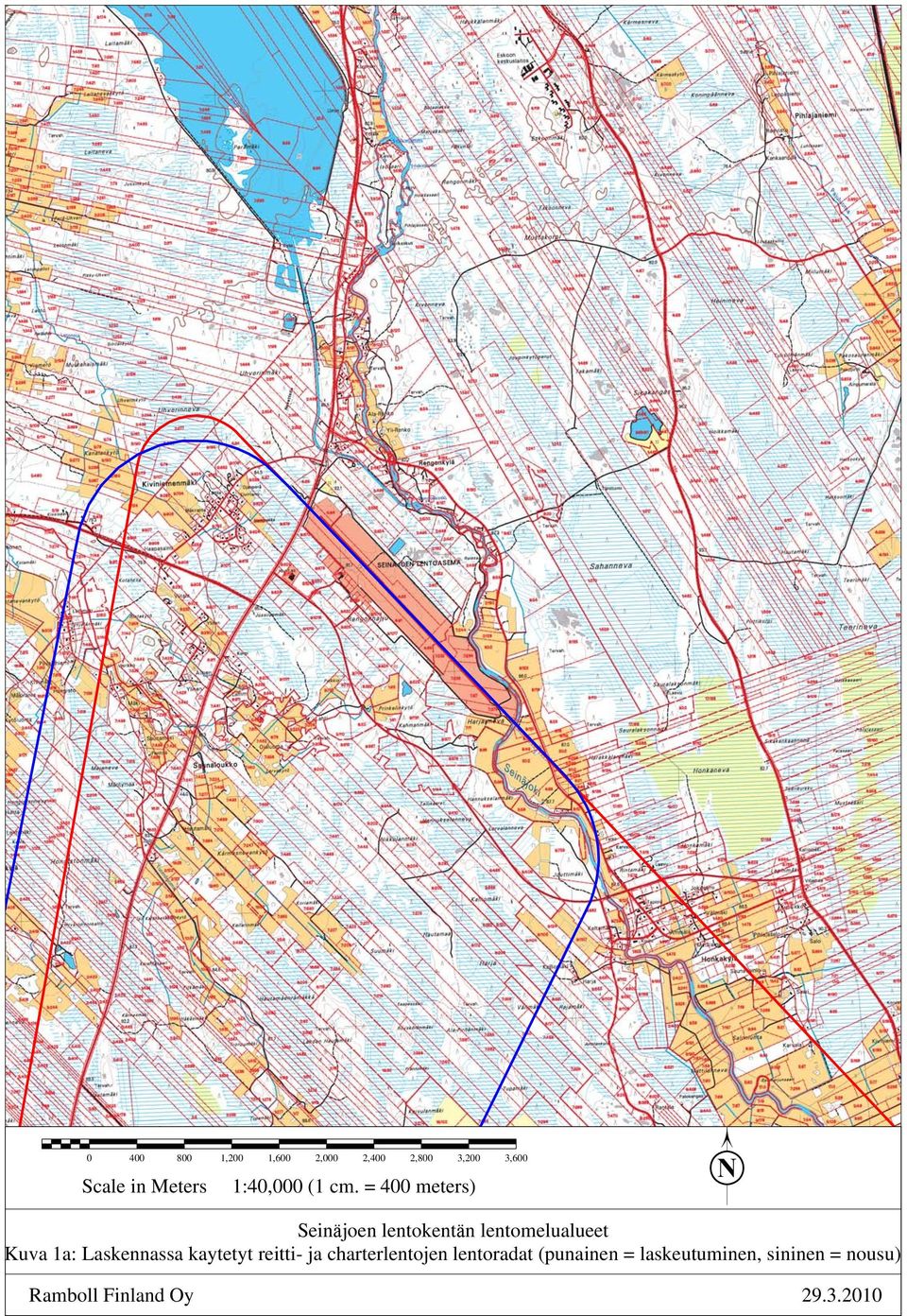 = 400 meters) N Seinäjoen lentokentän lentomelualueet Kuva 1a: