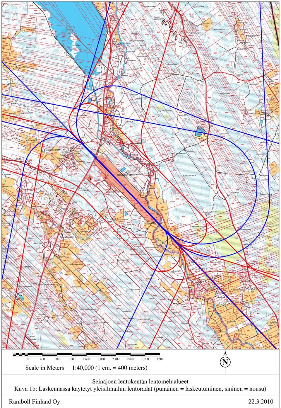 = 400 meters) N Seinäjoen lentokentän lentomelualueet Kuva 1b: