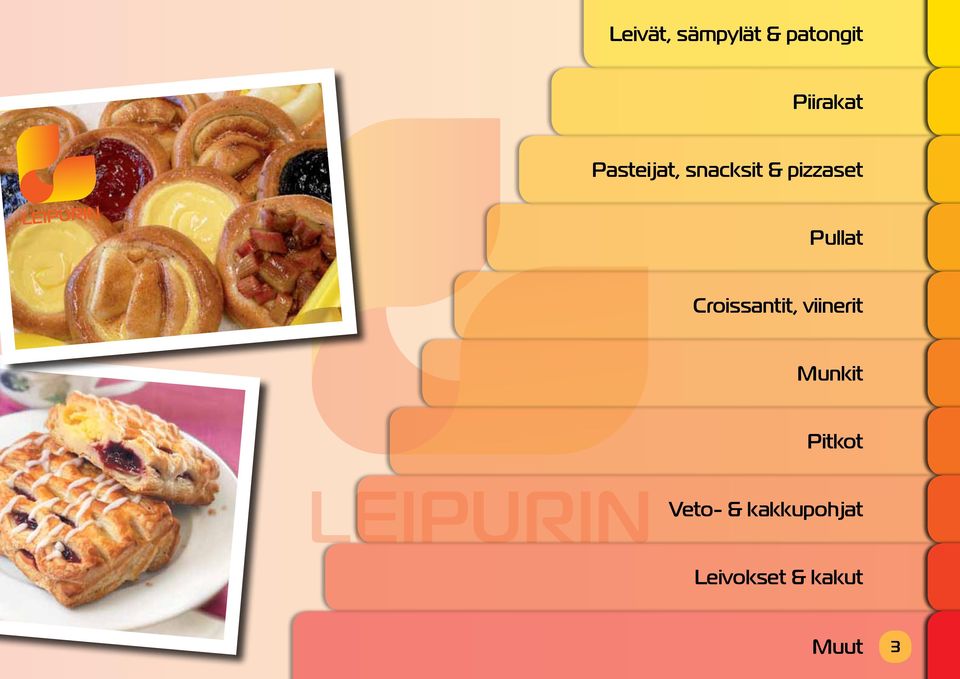 Croissantit, viinerit Munkit Pitkot