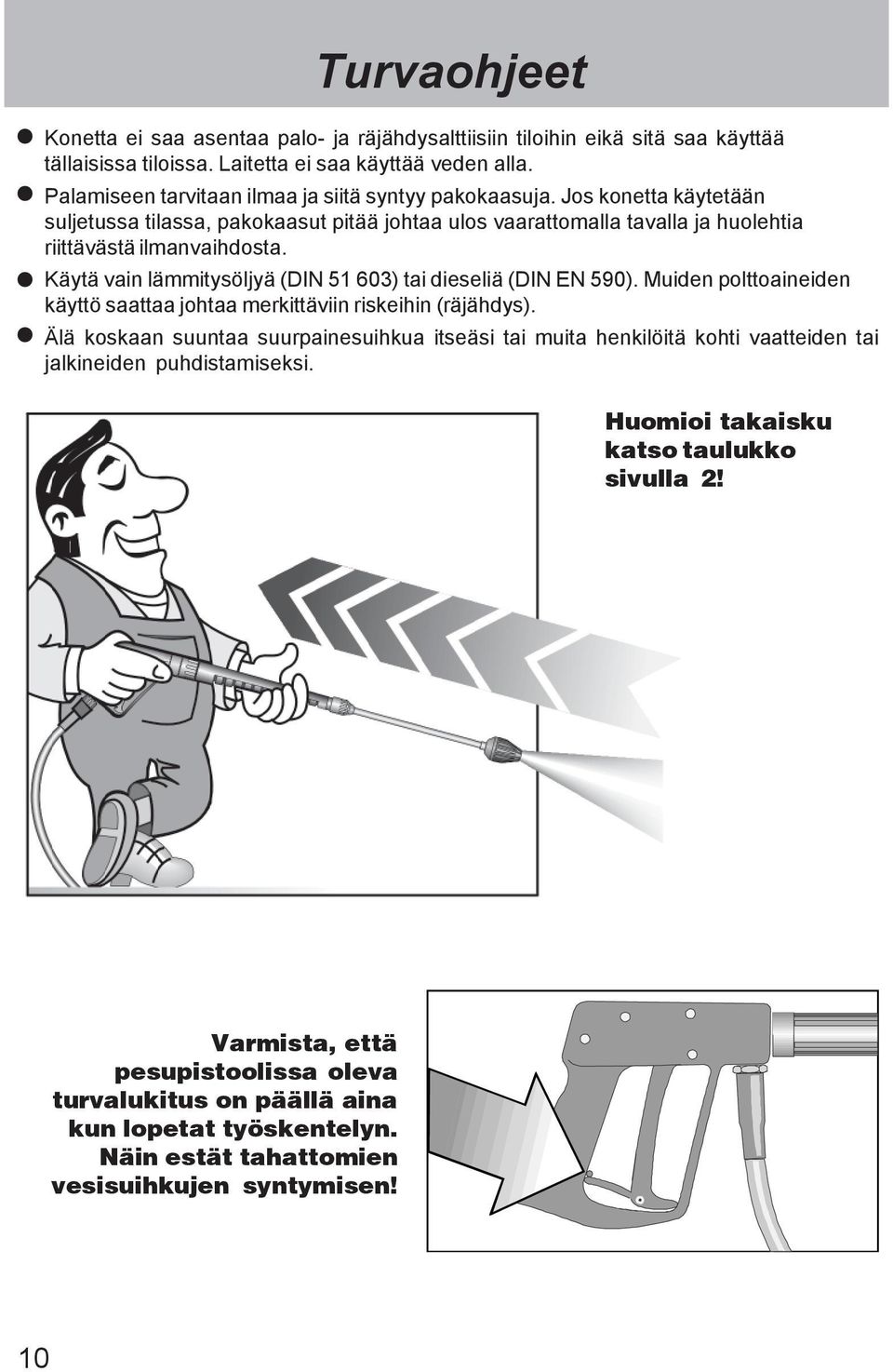 Käytä vain lämmitysöljyä (DIN 51 603) tai dieseliä (DIN EN 590). Muiden polttoaineiden käyttö saattaa johtaa merkittäviin riskeihin (räjähdys).