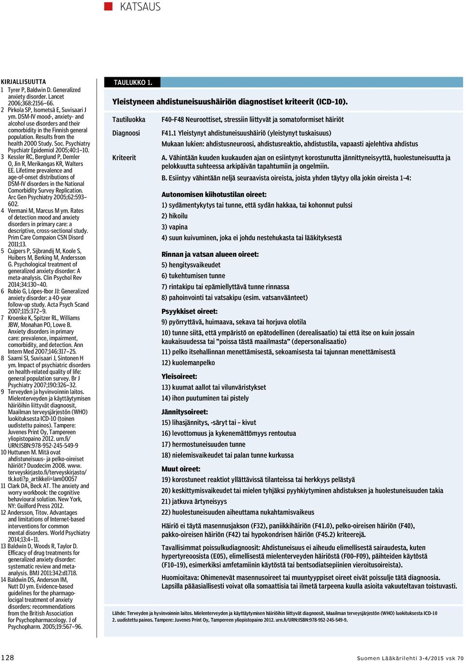 3 Kessler RC, Berglund P, Demler O, Jin R, Merikangas KR, Walters EE. Lifetime prevalence and age- of-onset distributions of DSM-IV disorders in the National Comorbidity Survey Replication.