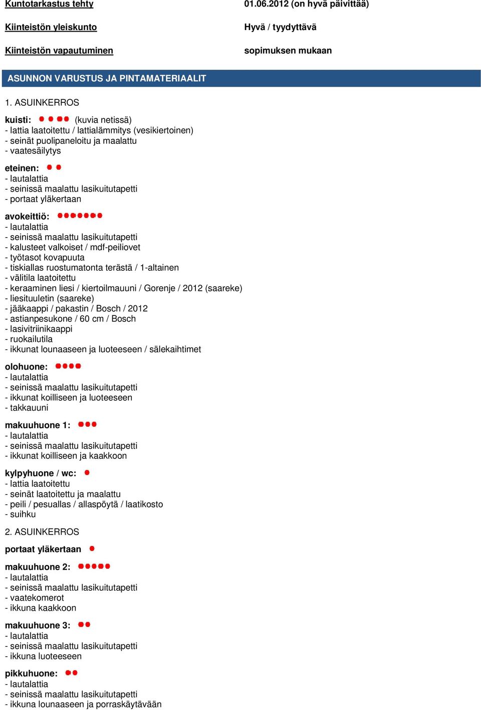 valkoiset / mdf-peiliovet - työtasot kovapuuta - tiskiallas ruostumatonta terästä / 1-altainen - välitila laatoitettu - keraaminen liesi / kiertoilmauuni / Gorenje / 2012 (saareke) - liesituuletin