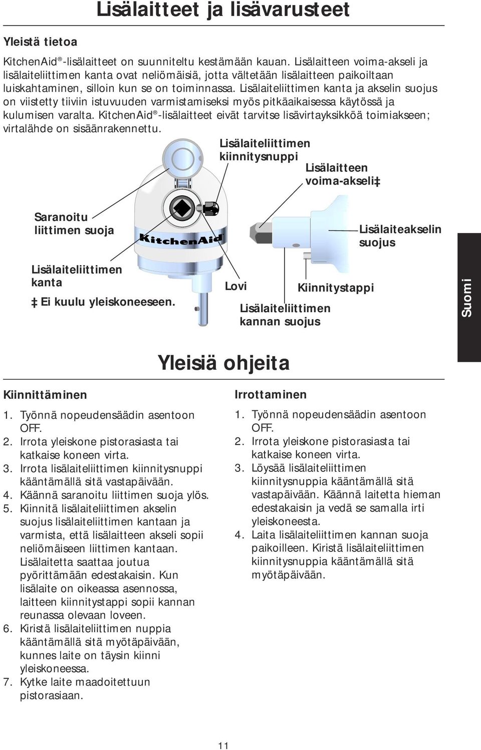 Lisälaiteliittimen kanta ja akselin suojus on viistetty tiiviin istuvuuden varmistamiseksi myös pitkäaikaisessa käytössä ja kulumisen varalta.