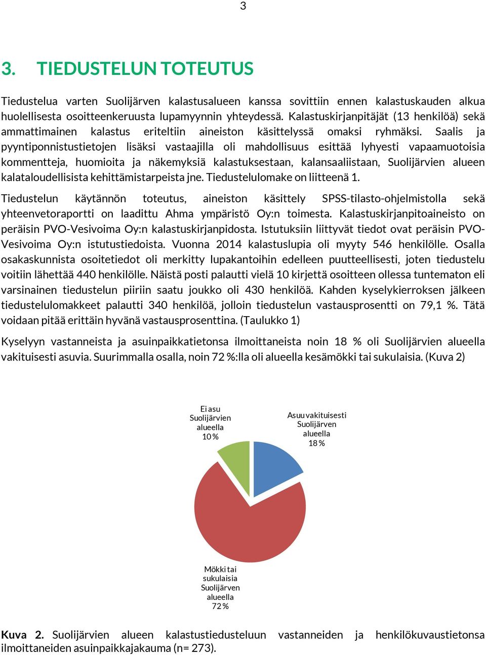 Saalis ja pyyntiponnistustietojen lisäksi vastaajilla oli mahdollisuus esittää lyhyesti vapaamuotoisia kommentteja, huomioita ja näkemyksiä kalastuksestaan, kalansaaliistaan, Suolijärvien alueen