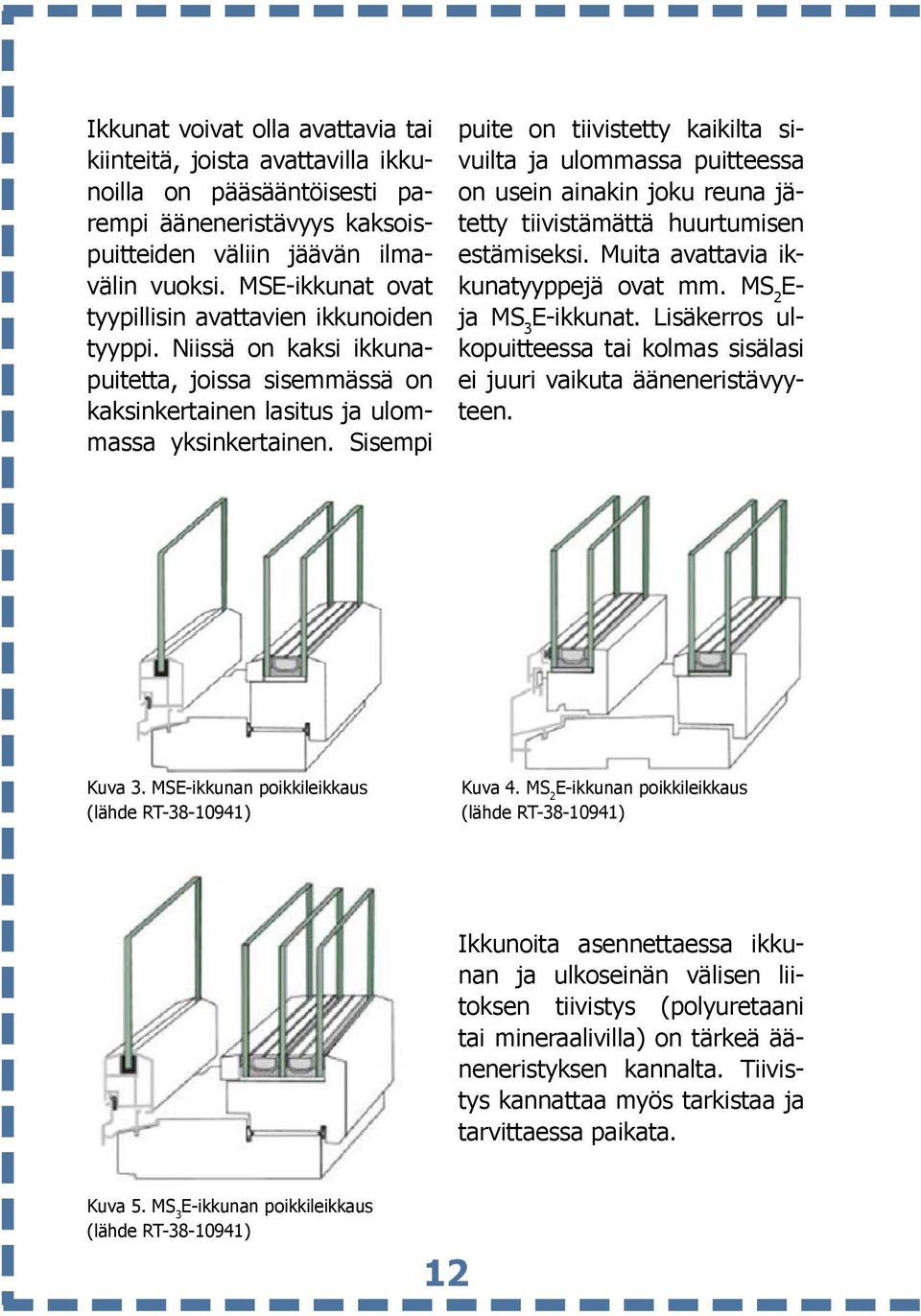 Sisempi puite on tiivistetty kaikilta sivuilta ja ulommassa puitteessa on usein ainakin joku reuna jätetty tiivistämättä huurtumisen estämiseksi. Muita avattavia ikkunatyyppejä ovat mm.