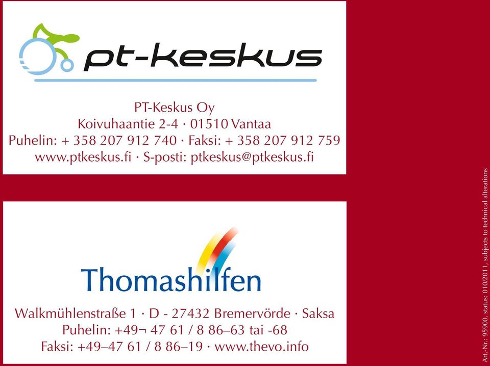 : 95900, status: 010/2011, subjects to technical alterations PT-Keskus Oy