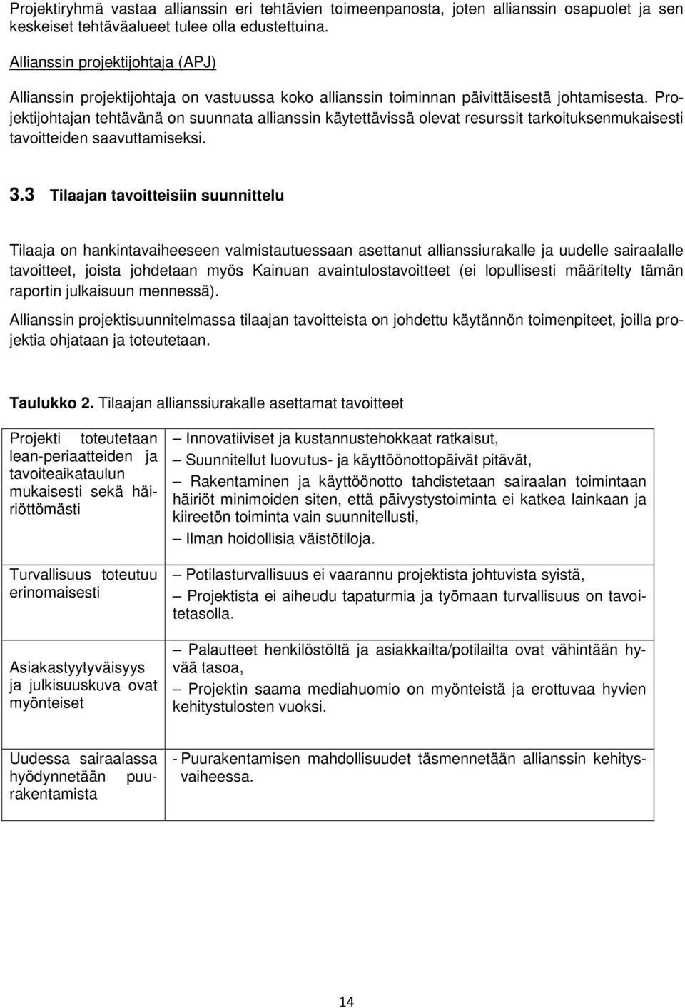 Projektijohtajan tehtävänä on suunnata allianssin käytettävissä olevat resurssit tarkoituksenmukaisesti tavoitteiden saavuttamiseksi. 3.