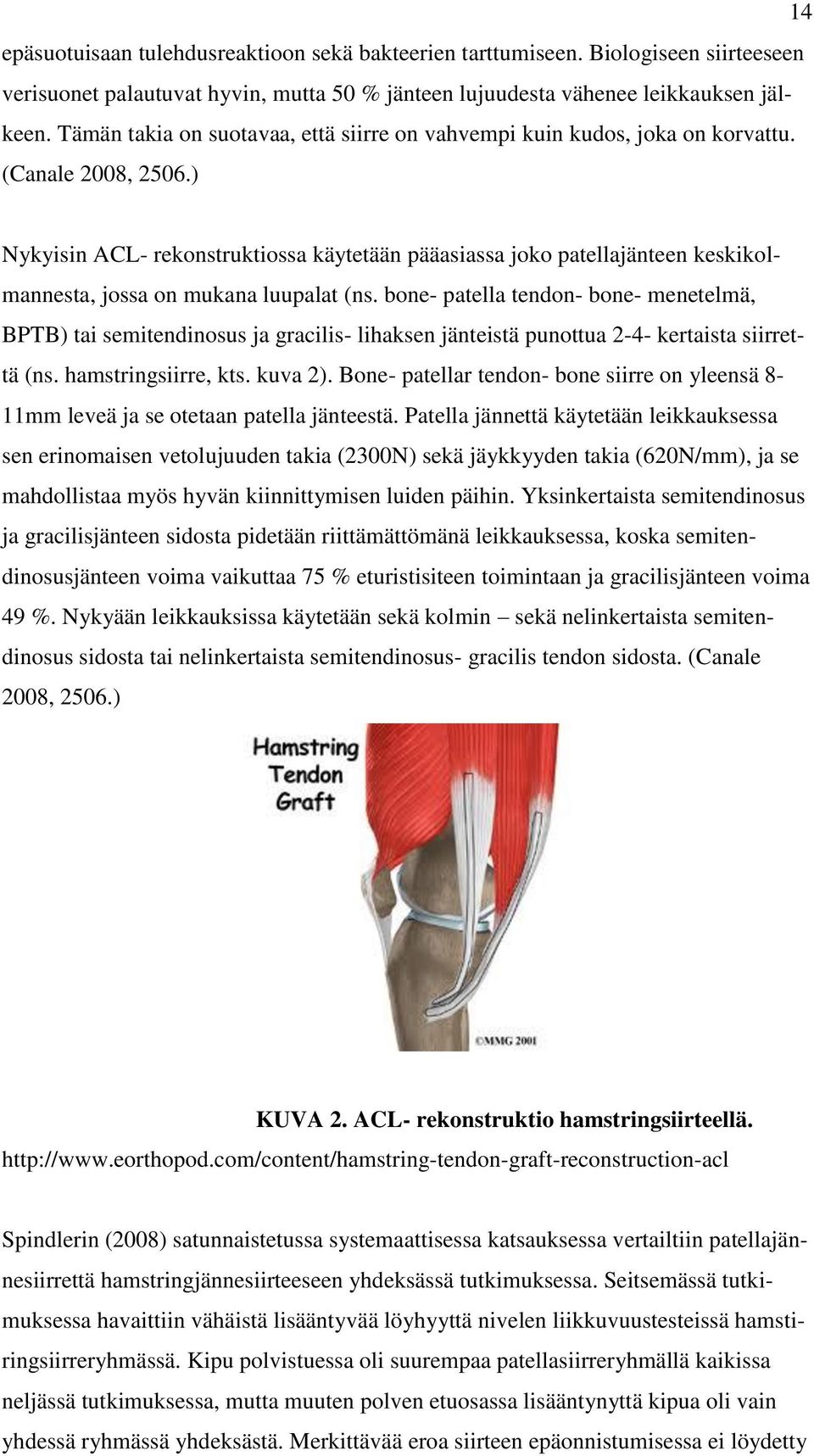 ) Nykyisin ACL- rekonstruktiossa käytetään pääasiassa joko patellajänteen keskikolmannesta, jossa on mukana luupalat (ns.