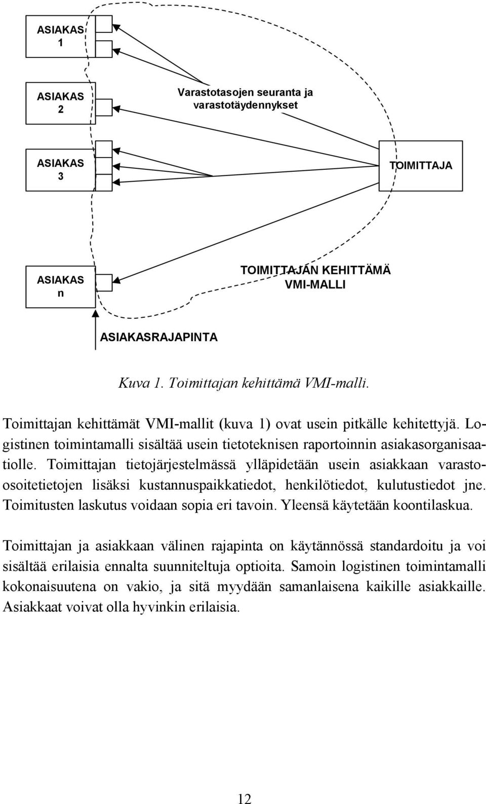 Toimittajan tietojärjestelmässä ylläpidetään usein asiakkaan varastoosoitetietojen lisäksi kustannuspaikkatiedot, henkilötiedot, kulutustiedot jne. Toimitusten laskutus voidaan sopia eri tavoin.