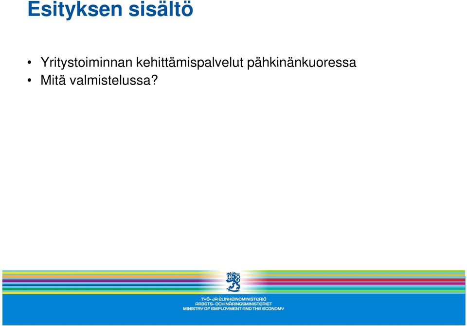 Yritystoiminnan  Mitä valmistelussa?