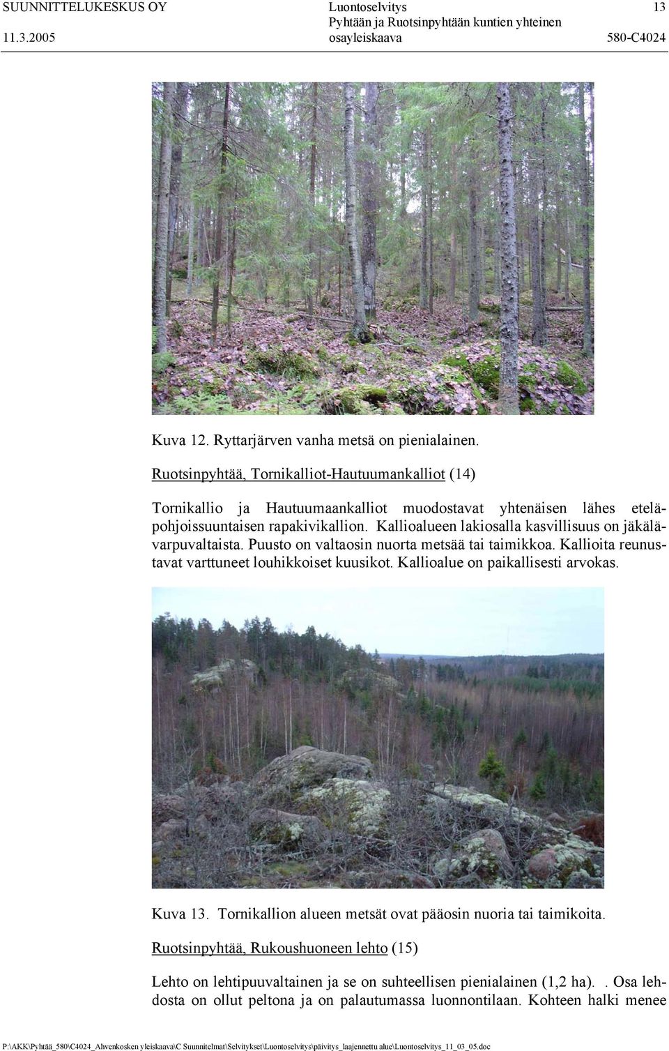 Kallioalueen lakiosalla kasvillisuus on jäkälävarpuvaltaista. Puusto on valtaosin nuorta metsää tai taimikkoa. Kallioita reunustavat varttuneet louhikkoiset kuusikot.