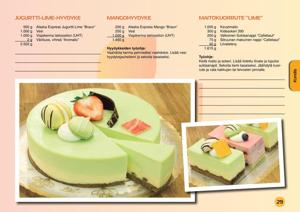 450 g Hyydykkeiden työohje: Vaahdota kerma pehmeäksi vaahdoksi. Lisää vesihyydykejauheliemi ja sekoita tasaiseksi. 1.