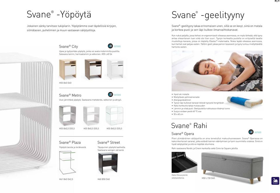 Svane City UUTUUS Kun nukut patjalla, jossa kehosi on ergonomisesti oikeassa asennossa, on myös tärkeää, että tyyny antaa oikeanlaisen tuen eikä ole liian suuri.
