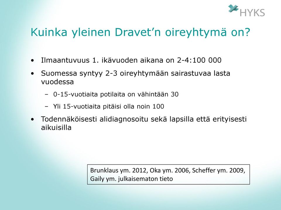 0-15-vuotiaita potilaita on vähintään 30 Yli 15-vuotiaita pitäisi olla noin 100 Todennäköisesti