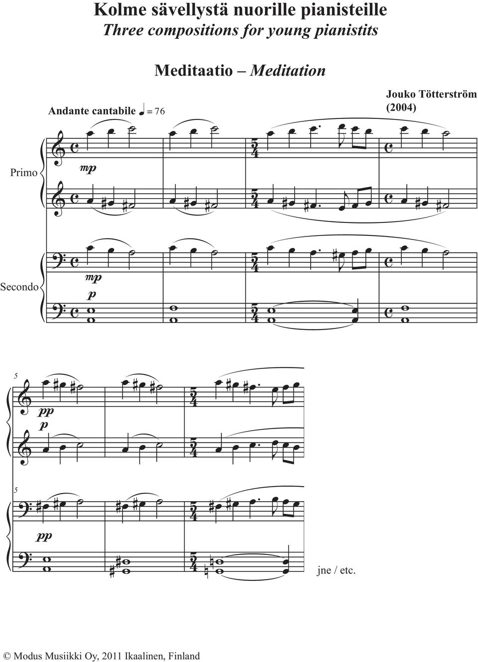 . J (2004) 4. J Seondo P 4 4 4.. J J 1. U U.. 2. U ritard. U 4 4.
