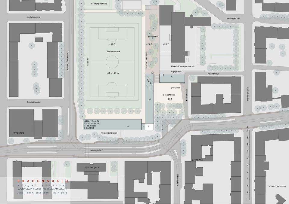 5 portaikko Kaarlenkatu Fleminginkatu Urheilutalo B R A H E N A U U K K I I O O NELJÄS N E LHELSINKI J Ä S H E L S I N K I LUONNOKSIA LUONNOKSIA KESKUSTAN KESKUSTAN