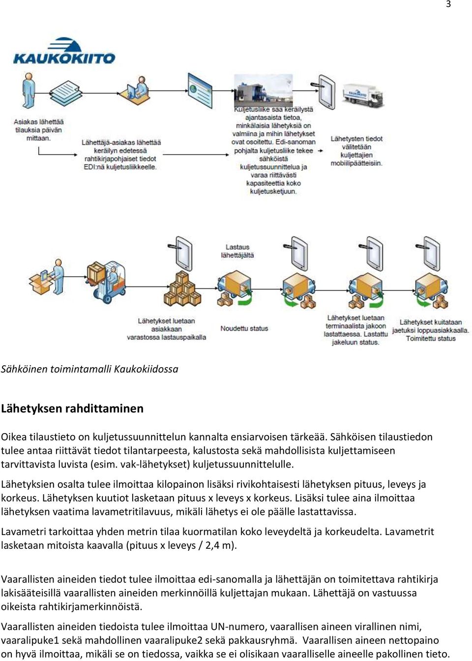 Lähetyksien osalta tulee ilmoittaa kilopainon lisäksi rivikohtaisesti lähetyksen pituus, leveys ja korkeus. Lähetyksen kuutiot lasketaan pituus x leveys x korkeus.