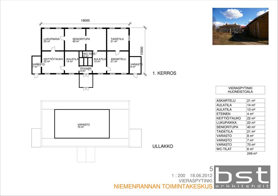 KERROS VIERASPYTINKI HUONEISTOALA VARASTO 70 m² ULLAKKO ASKARTELU 21 m² AULATILA 14 m² AULATILA 13 m² ETEINEN 4 m²