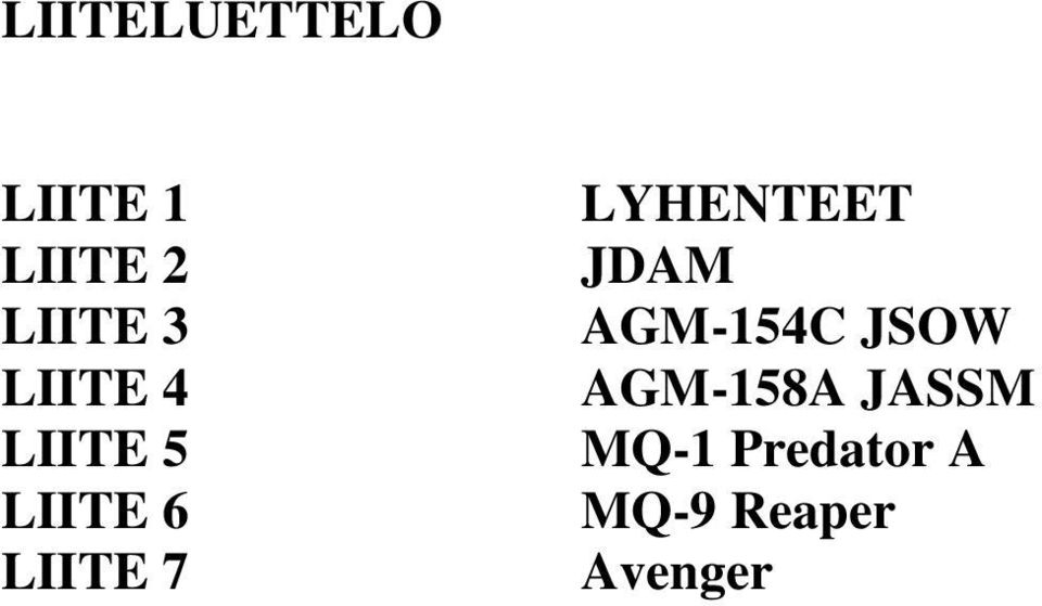 LYHENTEET JDAM AGM-154C JSOW AGM-158A