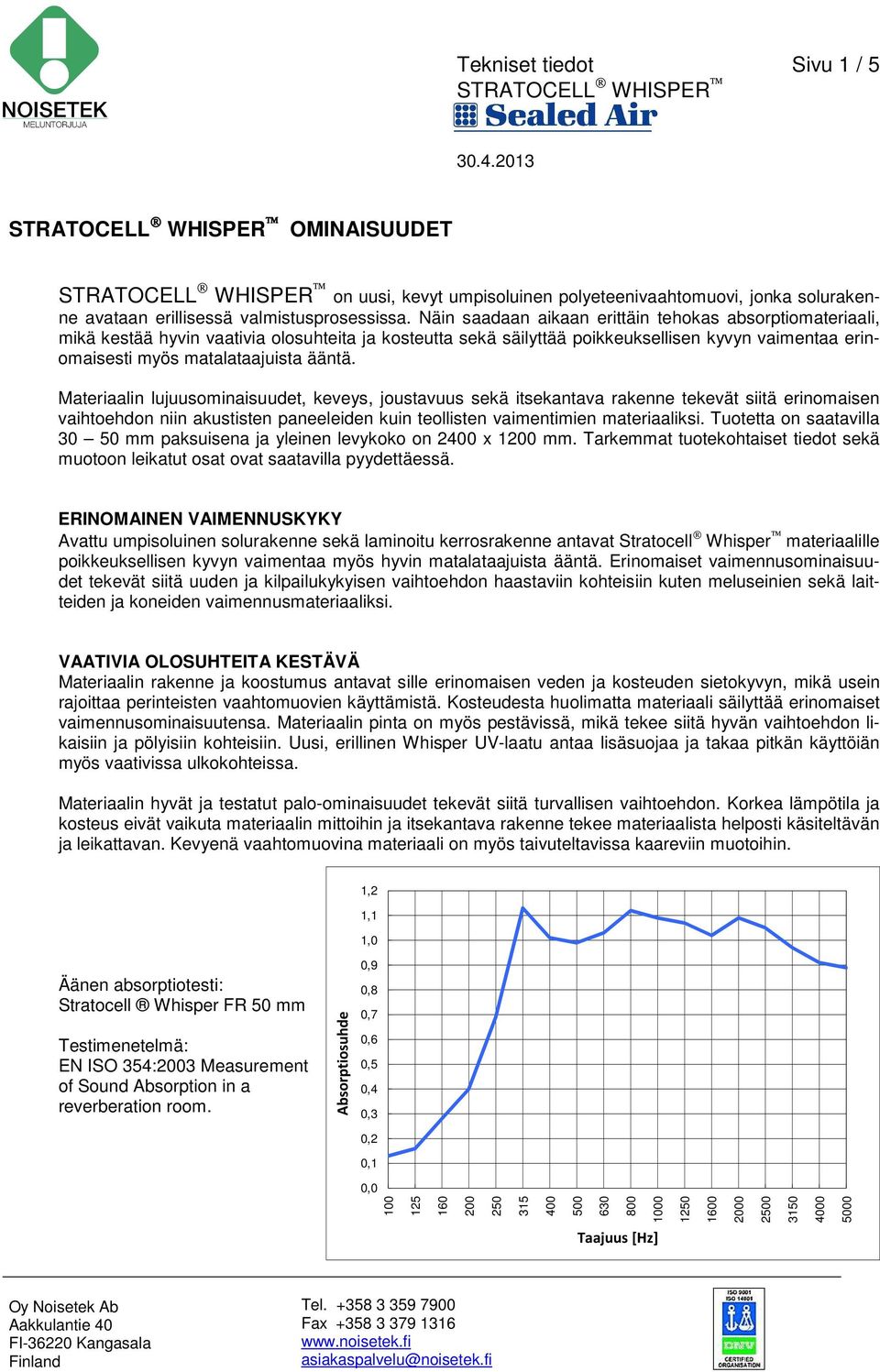 Materiaalin lujuusominaisuudet, keveys, joustavuus sekä itsekantava rakenne tekevät siitä erinomaisen vaihtoehdon niin akustisten paneeleiden kuin teollisten vaimentimien materiaaliksi.