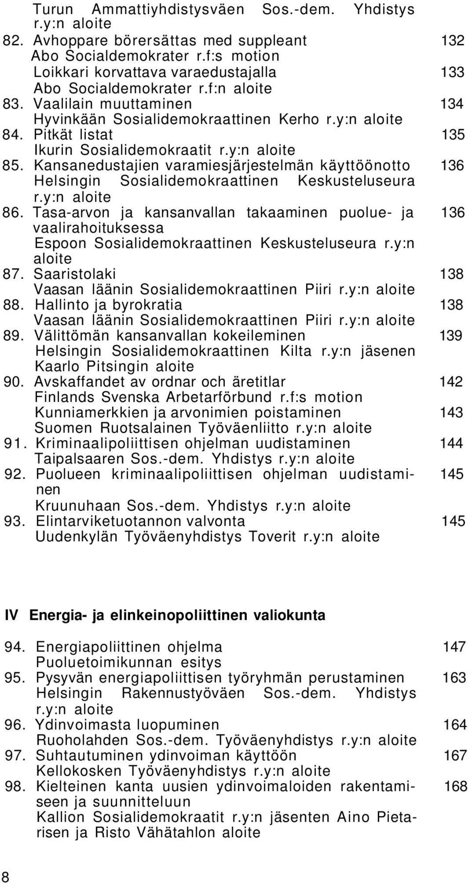 Kansanedustajien varamiesjärjestelmän käyttöönotto 136 Helsingin Sosialidemokraattinen Keskusteluseura r.y:n 86.