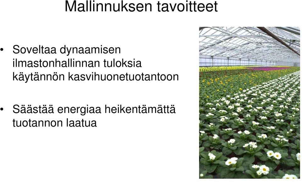 käytännön kasvihuonetuotantoon