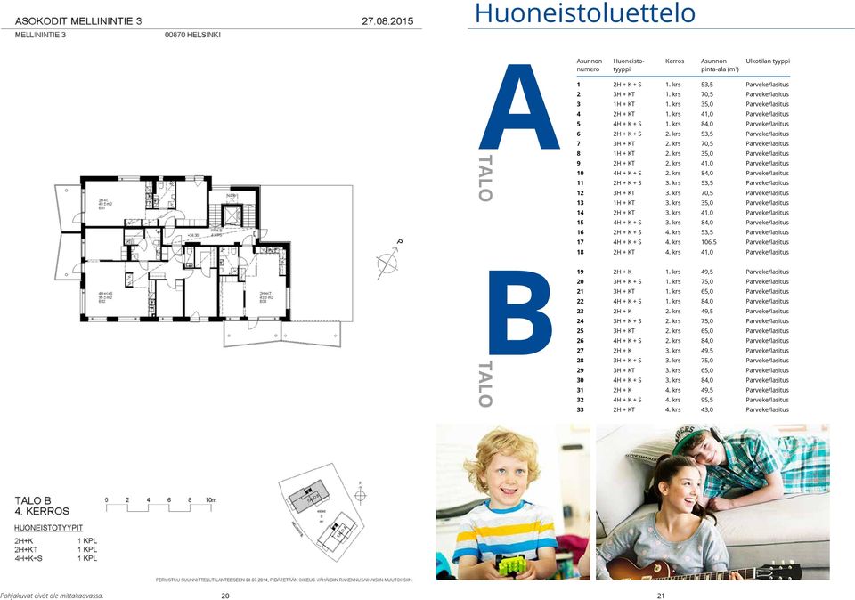 krs 70,5 Parveke/lasitus 8 1H + KT 2. krs 35,0 Parveke/lasitus 9 2H + KT 2. krs 41,0 Parveke/lasitus 10 4H + K + S 2. krs 84,0 Parveke/lasitus 11 2H + K + S 3. krs 53,5 Parveke/lasitus 12 3H + KT 3.