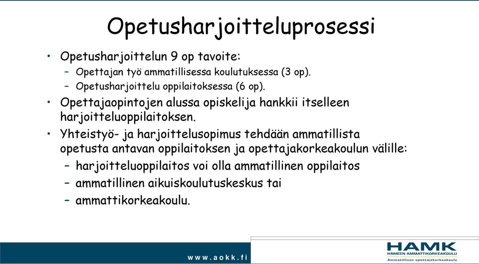 Opettajaopintojen alussa opiskelija hankkii itselleen harjoitteluoppilaitoksen.