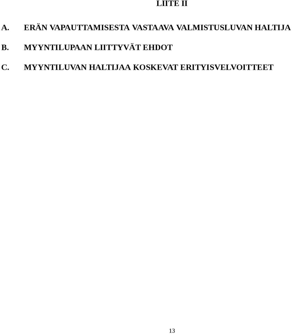 VALMISTUSLUVAN HALTIJA B.