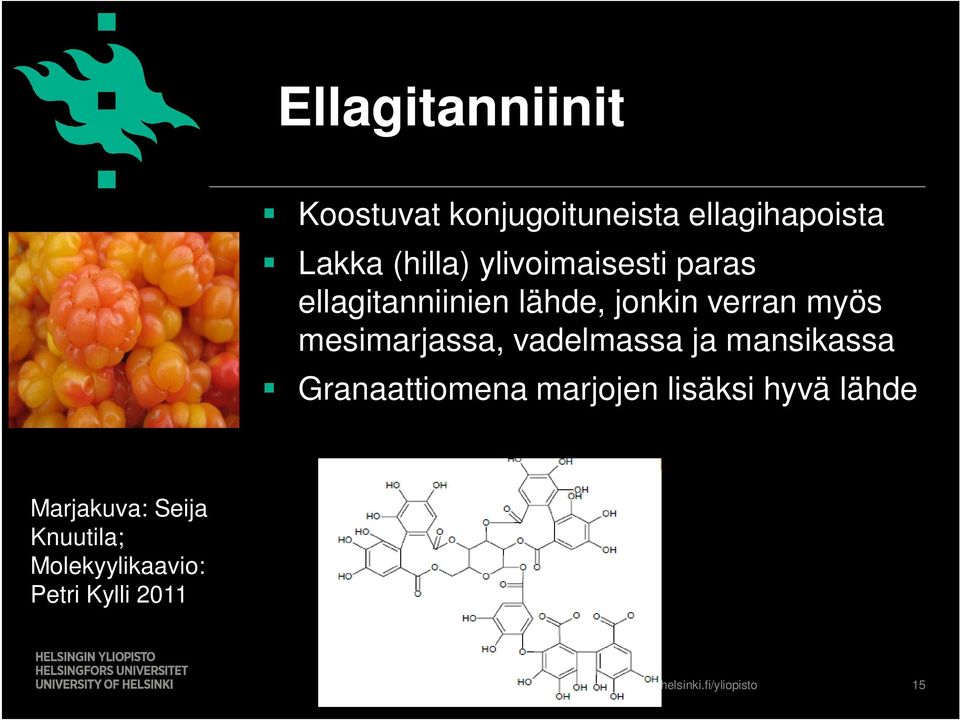 myös mesimarjassa, vadelmassa ja mansikassa Granaattiomena marjojen