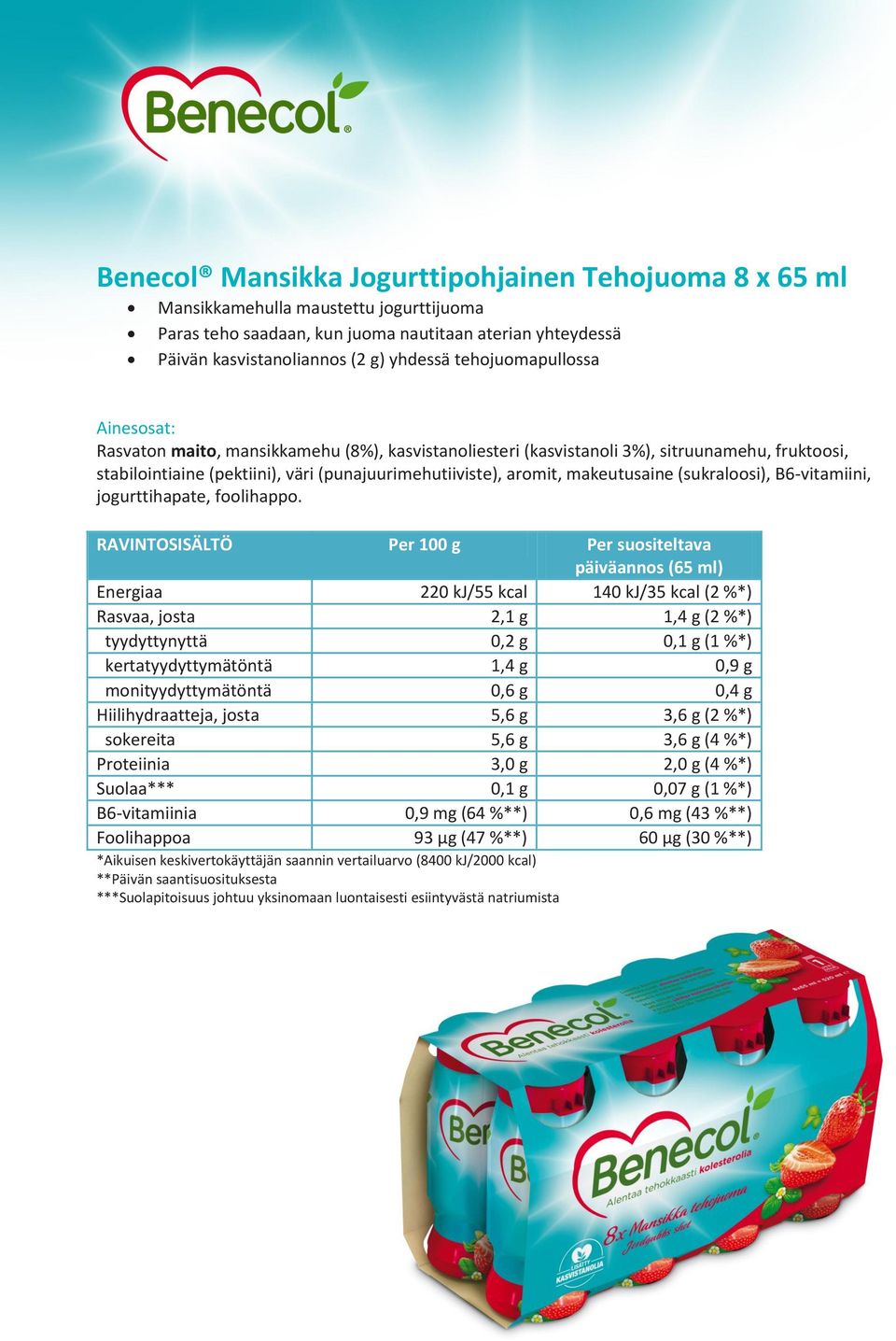 (sukraloosi), B6-vitamiini, jogurttihapate, foolihappo.