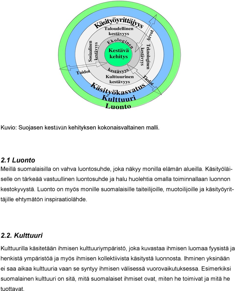 Käsityöläiselle on tärkeää vastuullinen luontosuhde ja halu huolehtia omalla toiminnallaan luonnon kestokyvystä.