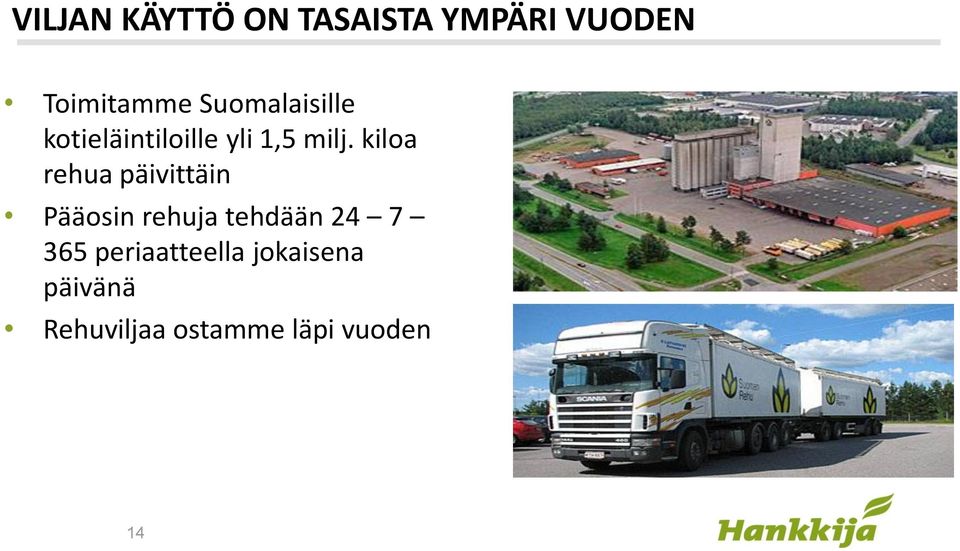 kiloa rehua päivittäin Pääosin rehuja tehdään 24 7 365