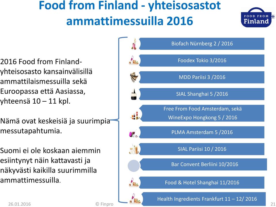 Suomi ei ole koskaan aiemmin esiintynyt näin kattavasti ja näkyvästi kaikilla suurimmilla ammattimessuilla.