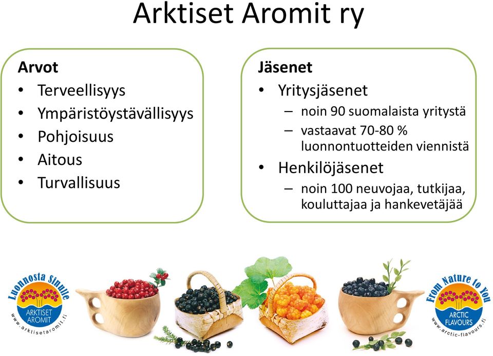 suomalaista yritystä vastaavat 70-80 % luonnontuotteiden
