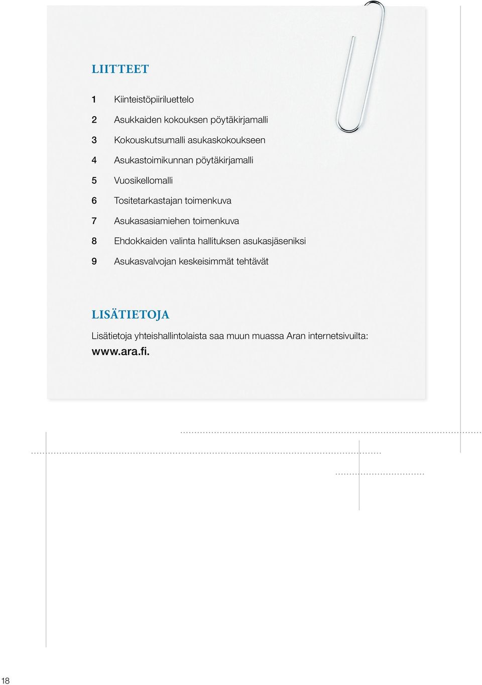 7 Asukasasiamiehen toimenkuva 8 ehdokkaiden valinta hallituksen asukasjäseniksi 9 Asukasvalvojan