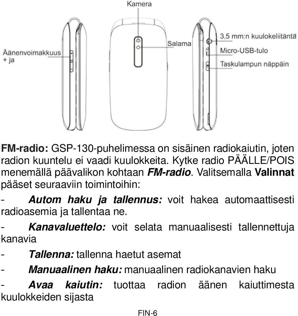 Valitsemalla Valinnat pääset seuraaviin toimintoihin: - Autom haku ja tallennus: voit hakea automaattisesti radioasemia ja