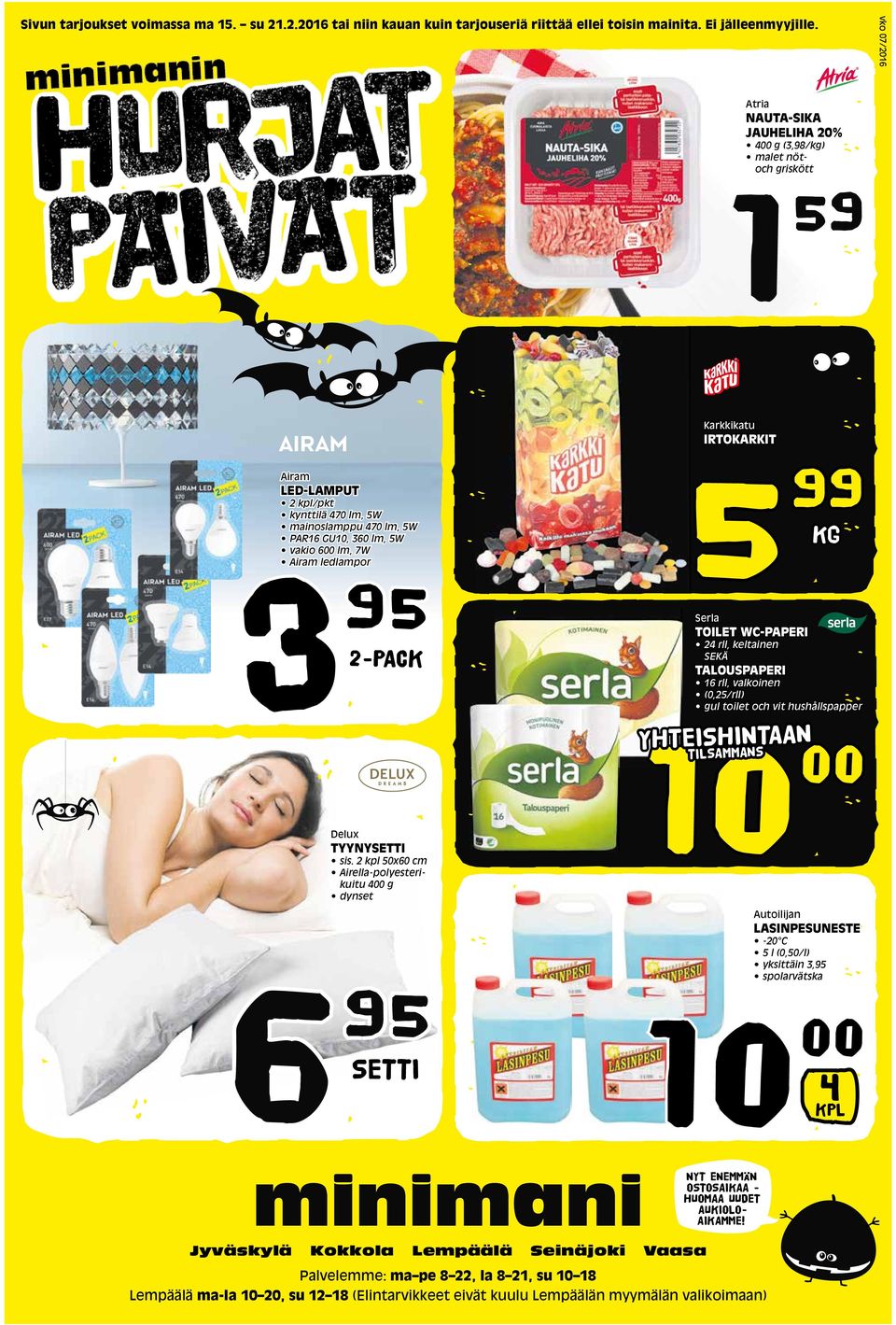 lm, 5W vakio 6 lm, 7W 3 Airam ledlampor -PACK Delux TYYNYSETTI sis.
