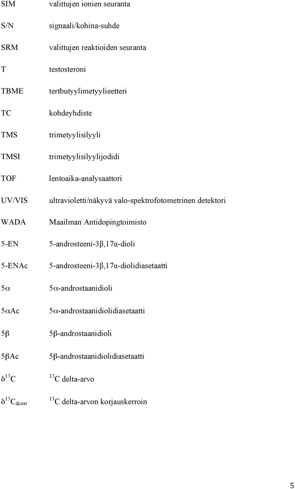 ultravioletti/näkyvä valo-spektrofotometrinen detektori Maailman Antidopingtoimisto 5-androsteeni-3β,17α-dioli 5-androsteeni-3β,17α-diolidiasetaatti