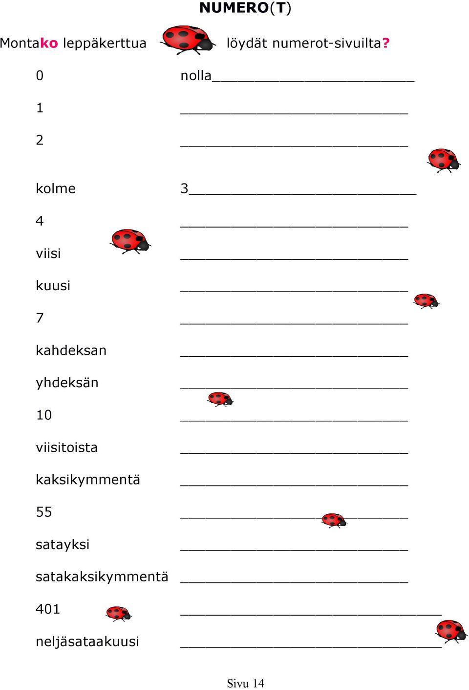 0 nolla 1 2 kolme 3 4 viisi kuusi 7 kahdeksan